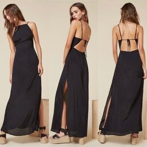 REFORMATION Cera Open Back Black Maxi Dress Size 2